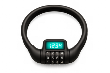 Combination bike lock showing code on transparent background