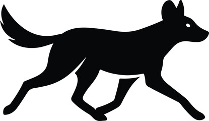 Silhouette dingo running wild dog black shape vector illustration