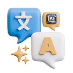 Modern AI Language Translation Communication Concept Illustration 3D Rendered Image Representation