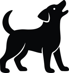 Silhouette dog howling upward simple flat design vector illustration