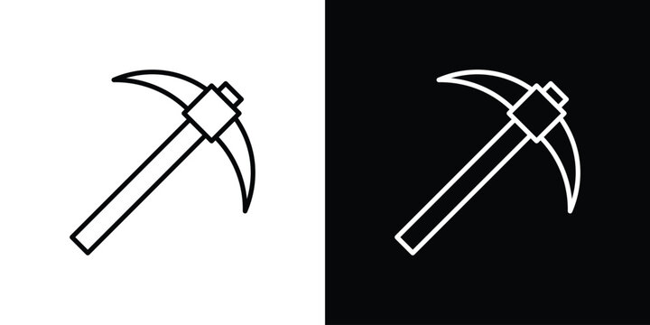 Pick axe icon in black. flat graphic vector icon