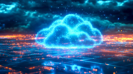 Fototapeta premium glowing cloud on a digital surface