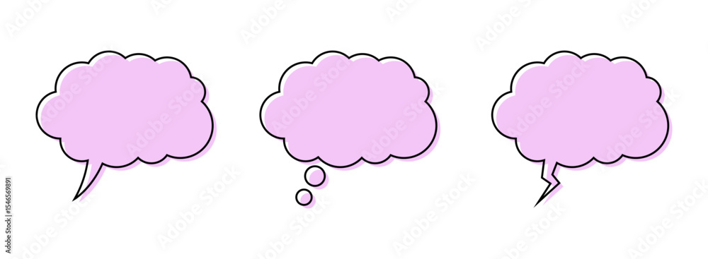 Poster speech or think bubble, empty communication cloud. thought cloud. think bubble in pink color.