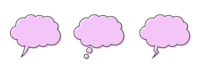 Speech or think bubble, empty communication cloud. Thought cloud. Think bubble in pink color.