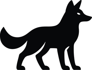 Silhouette dog standing in side view simple vector illustration