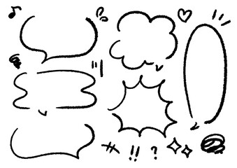 手書きの吹き出しと漫符のあしらいセット