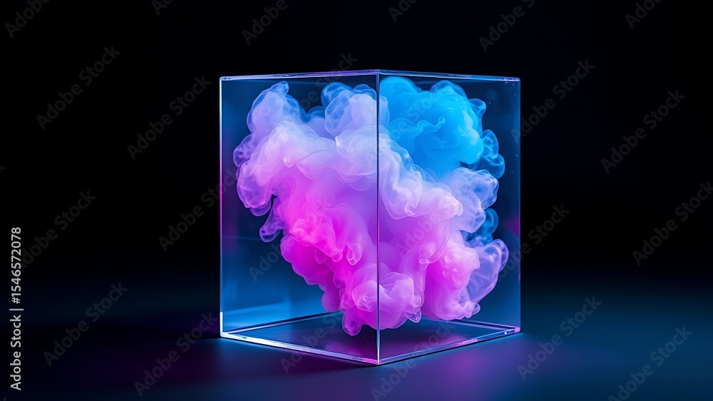 Poster abstract smoke cube conceptual art for backgrounds science visualizations creative projects and mode