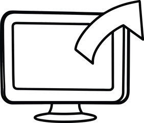 Online class icon vector Line art illustration Screen Share Icon with Expanding Monitor Arrow