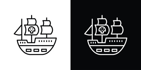 Fototapeta premium Pirate ship icon in black. flat graphic vector icon