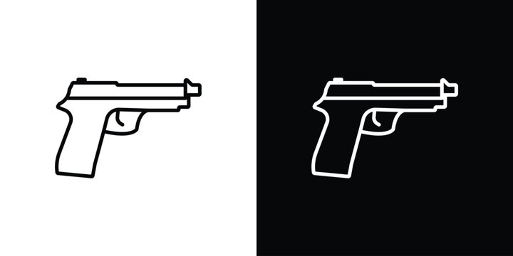 Pistol icon in black. flat graphic vector icon