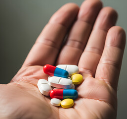 Close-Up of Assorted Pills in a Human Hand