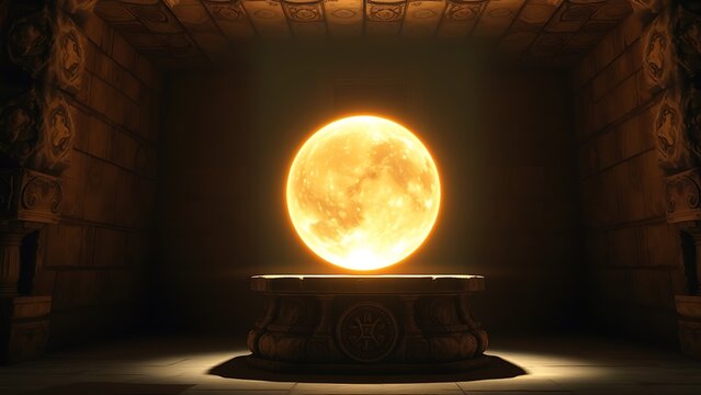 Radiant Sphere On Stone Altar Mystical Light Source For Fantasy Concepts And Spiritual Imagery - Powered by Adobe