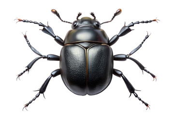 Black beetle insect detailed macro isolated on transparent background