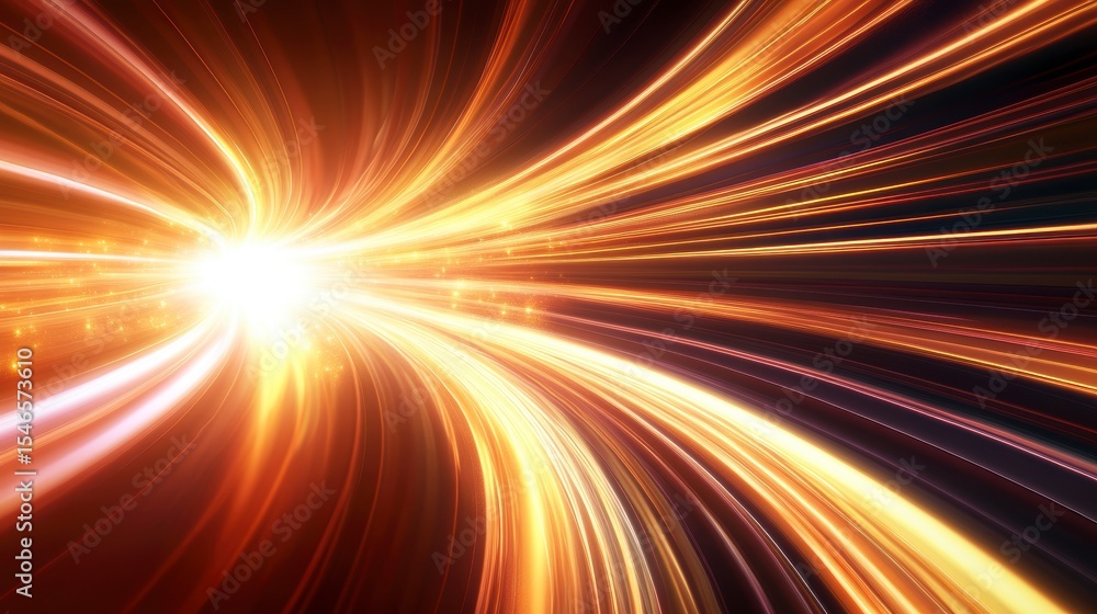 Poster Abstract light streaks converging towards a bright center, creating a dynamic and energetic composition.