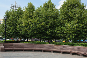 Bench in Pushkin Square. Moscow, Russia