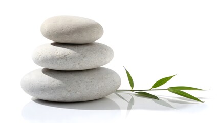 Fototapeta premium Zen stones and bamboo leaves