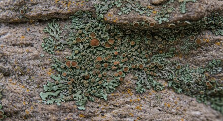 Fototapeta premium Detailed Close-Up of Lichen Growth on Rough Stone Texture