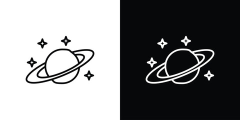 Planet saturn icon in black. flat graphic vector icon © Vince
