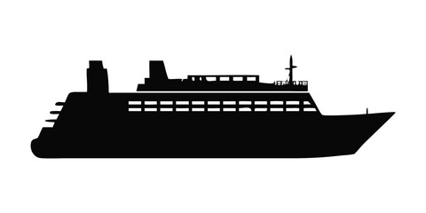 Obraz premium Black silhouette cruise ship icon