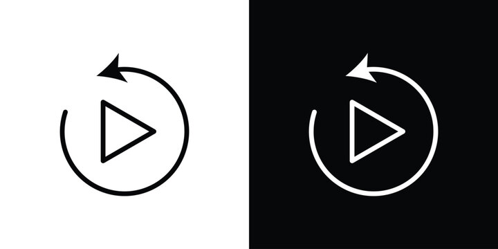 Playback icon in black. flat graphic vector icon