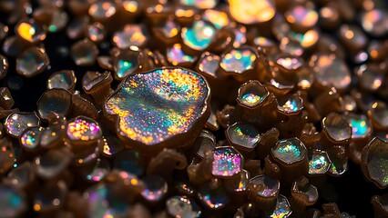 Iridescent Cellular Structures - Abstract, Glowing Background for Scientific Visualizations, Wall Art, and Technological Designs