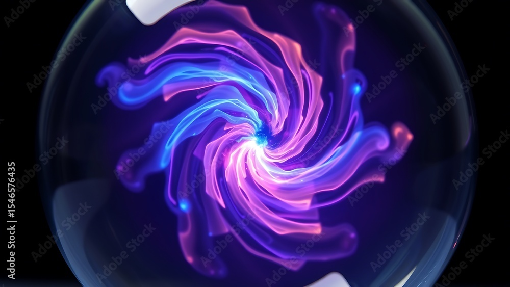 Poster abstract energy vortex in a crystal orb - mesmerizing swirls of light and color for science and art,