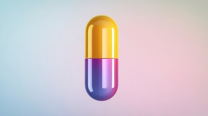 Gradient pill capsule isolated on soft color background in modern style