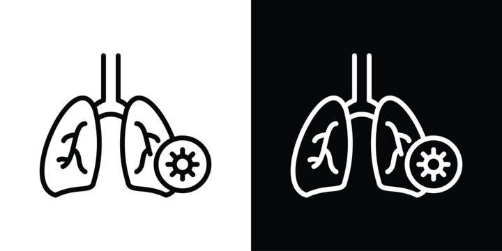 Pneumonia bacterium icon in black. flat graphic vector icon