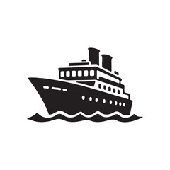 Fototapeta premium Vector illustration of a ship and boat icon on the sea with a cruise liner symbol for travel and maritime transportation