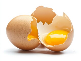 Broken Brown Eggshell with Yolk, Egg Texture, Food Photography Egg, Yolk