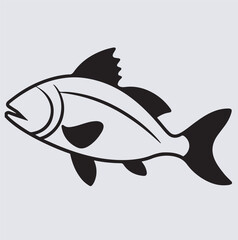 deep outline of a Hilsa fish silhouette vector art illustration, vector illustration of a Hilsa fish