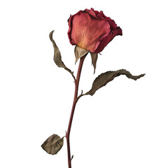 A wilted rose isolated on white background, png