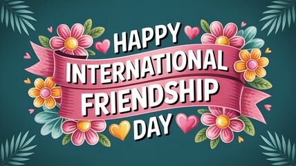 Happy international friendship day floral greeting