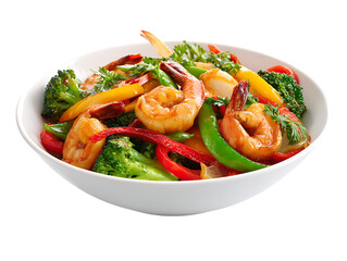 Fresh and colorful stir fries cooked to perfection in kitchen