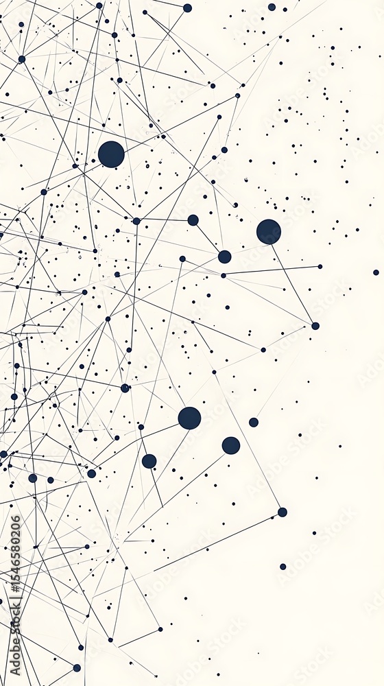 Poster Abstract Plexus Network Connected Dots and Lines on a White Background Design