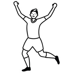 Soccer Player Celebrates Goal Line art vector
