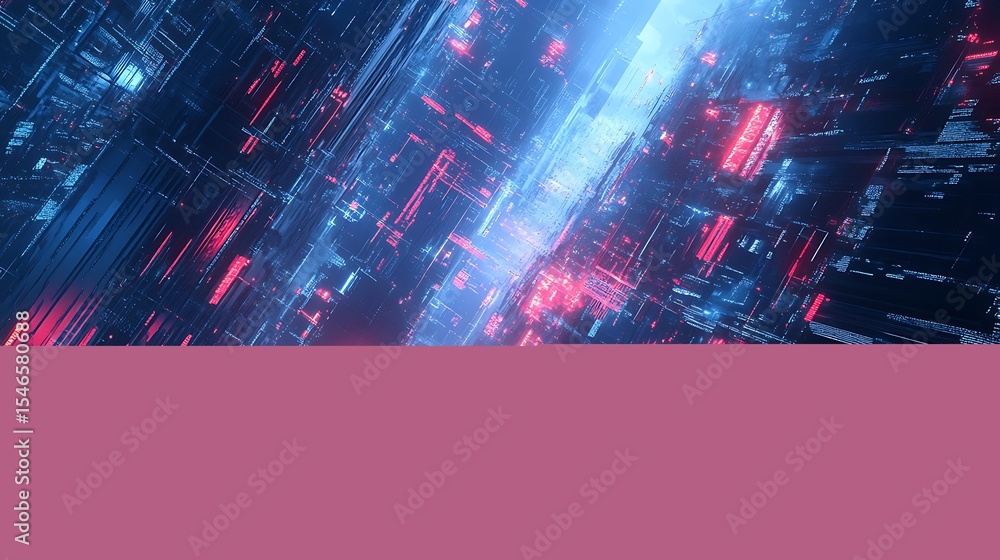 Poster blue and red abstract geometric structure background digital art rendered