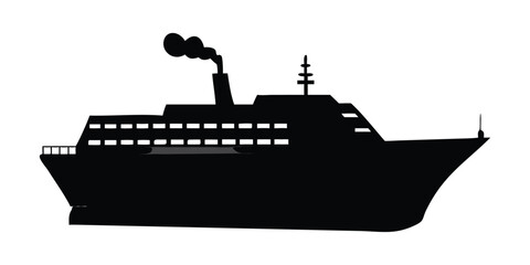 Obraz premium Black silhouette cruise ship icon