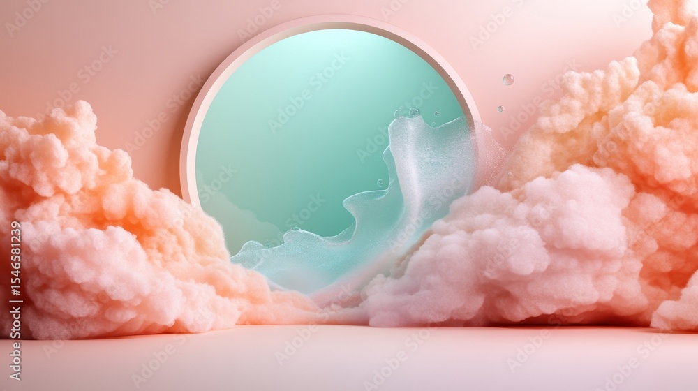Poster a mesmerizing abstract representation featuring soft, undulating waves in delicate colors, inviting 