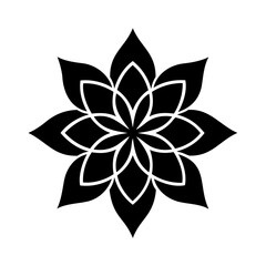 Black and White Geometric Flower Mandala Design vector