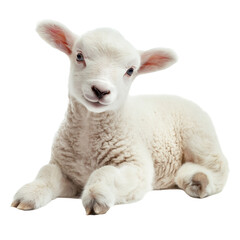 Cute white lam isolated on white background, png