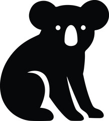 Silhouette koala bear sitting adorable wildlife animal vector illustration