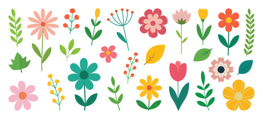 Beautiful romantic flower and leaves collection, Floral bouquet, Elegant flower compositions