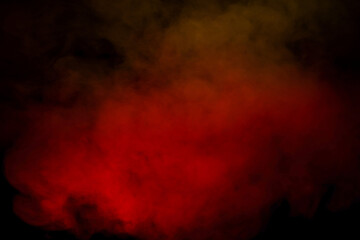 Orange and red steam on a black background.