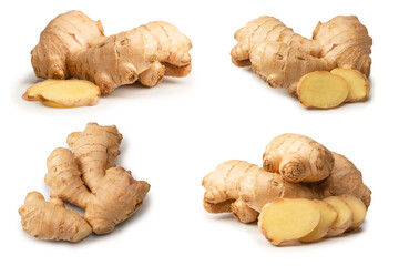 Ginger root isolated on white background.
