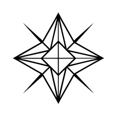 Black Geometric Star Shape Abstract Design Element