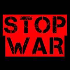 'Stop War' writing design in red and black 