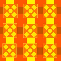 Background with abstract shapes and patterns in orange and yellow