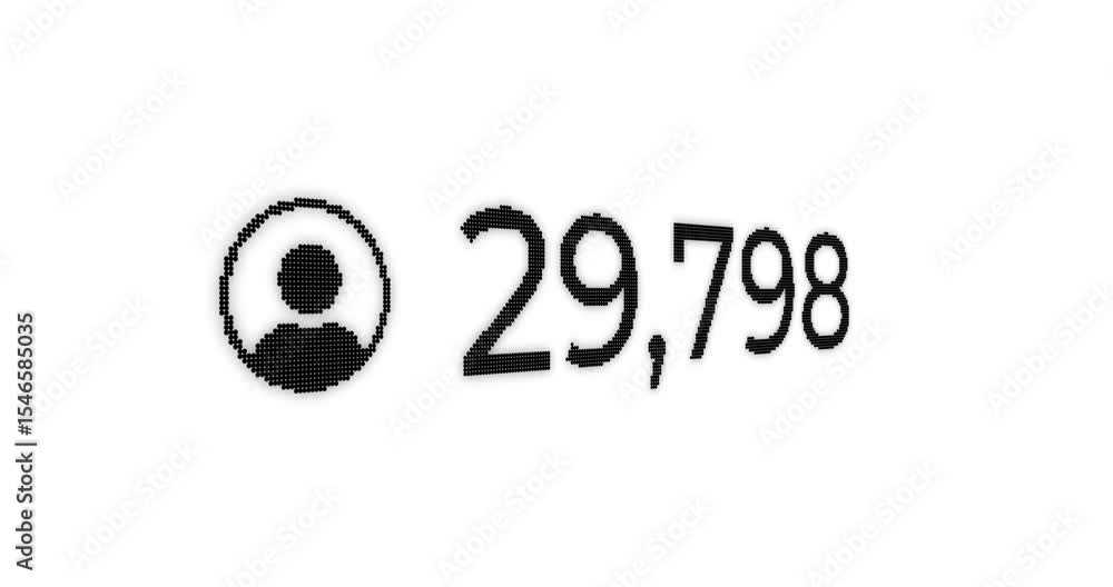 Poster video of a number counting from 0 to 1,000,000 in ascending order with a digital user icon in white 