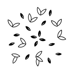 Black and White Seeds and Leaves Scattered Design monochrome
